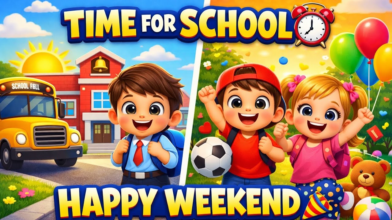 Time for School 🏫 | Happy Weekend 🎉 | Fun Kids Song#rhymes #kidsrhymes #kidsdance 
