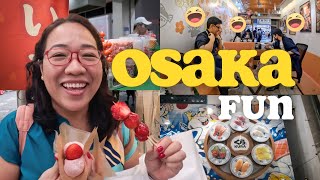 Exploring Osaka: Caricature Japan Mochi Delights & Kura Sushi | Travel Vlog 🇯🇵