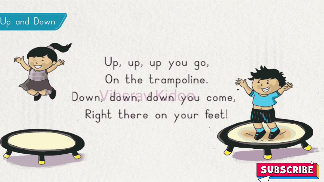 Up and Down song | Up🆙️ and Down⏬ rhyme | Up and down on the trampoline for kids