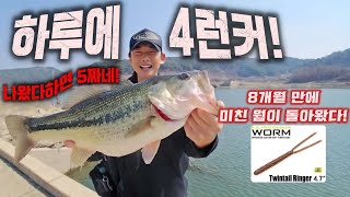 하루에 런커 4마리🔥 여러분 이웜 곧 또 품절 예상합니다.  -bass fishing- バス釣り