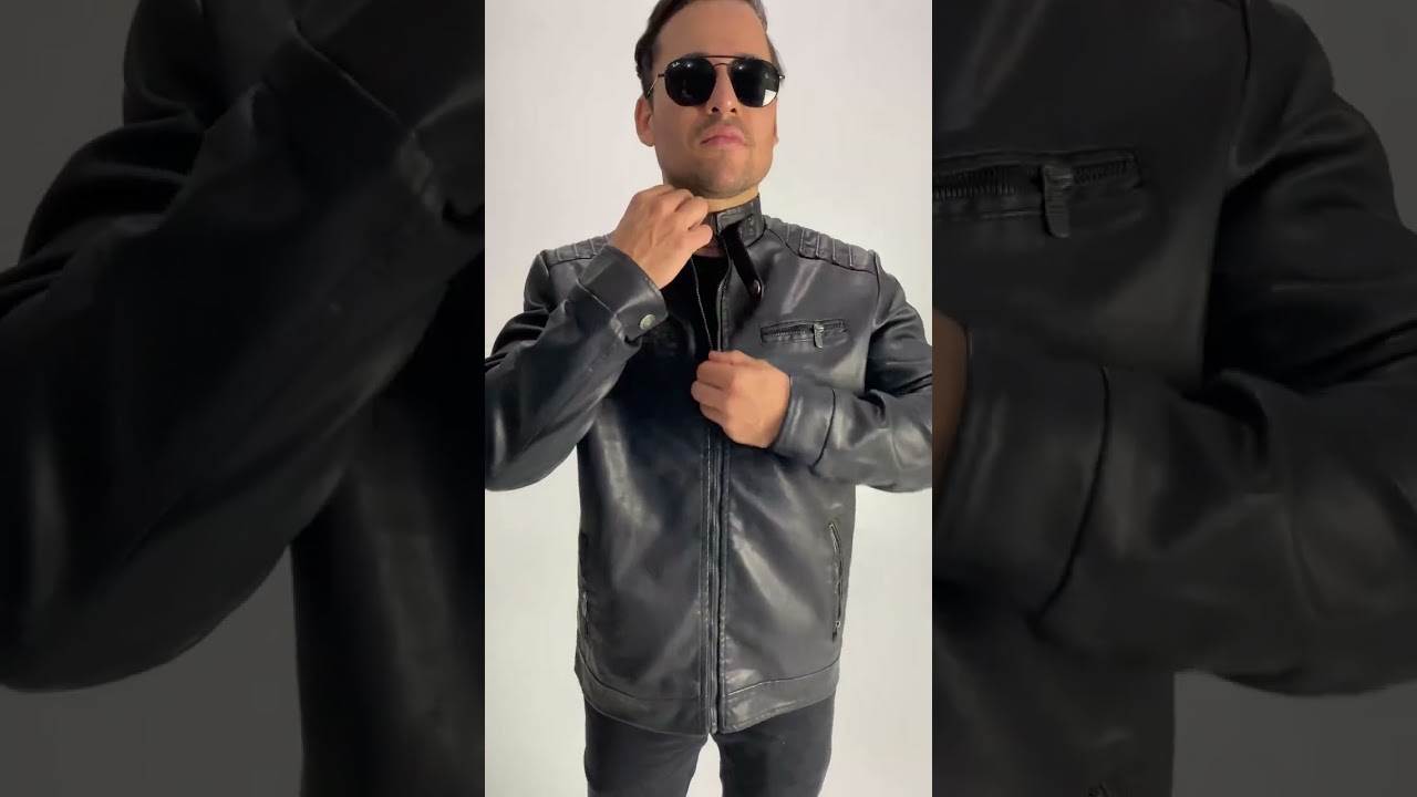 Jaqueta de Couro Masculina Luxo Reforçada Moda Casual Slim - com Bolsos e Zíper