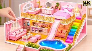 Make Simple Luxury Miniature House With Cute Pink Decor Room For a Family ❤️ | DIY Miniature House