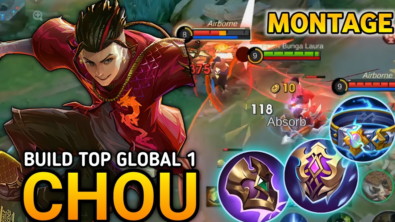 CHOU ROAM BEST KDA FULL ITEM DEFENDS BUILD TOP GLOBAL CHOU!! ~ MLBB