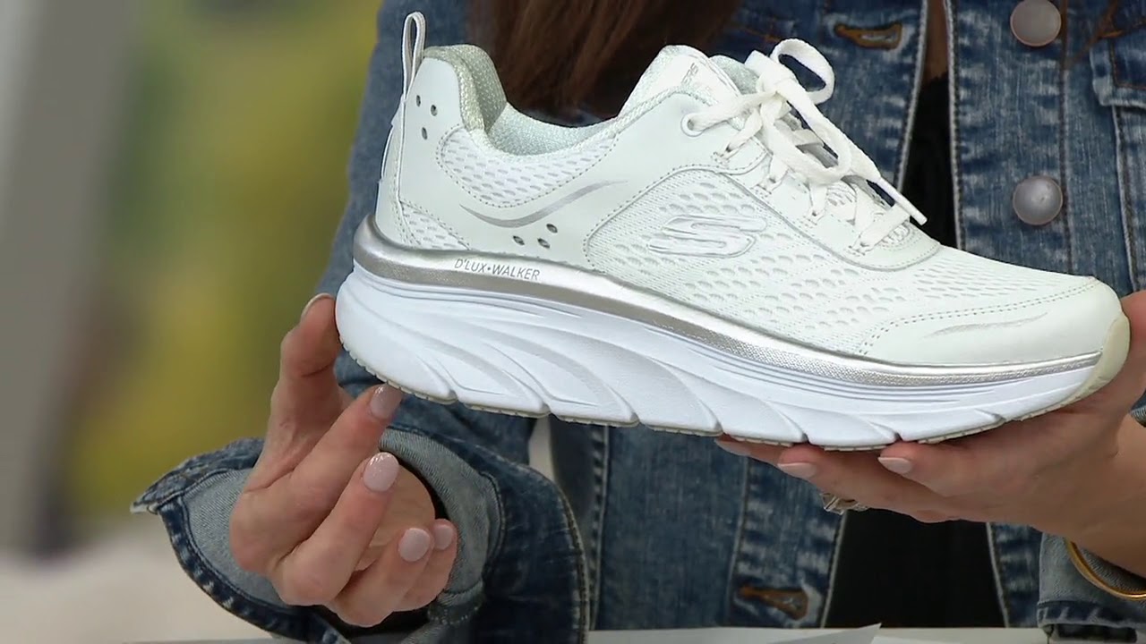 Skechers Mesh Lace Up D'Lux Walker Shoes - Infinite Motion on QVC - YouTube