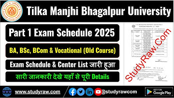 TMBU Part 1 Exam Schedule Date Center List 2025 BA BSc BCom Vocational BBA BioTech Bhagalpur Univers