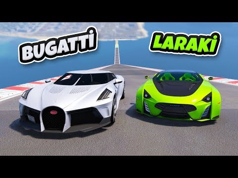 Laraki vs Bugatti Arabalar 4 Farklı Uçma Parkurunda - GTA 5