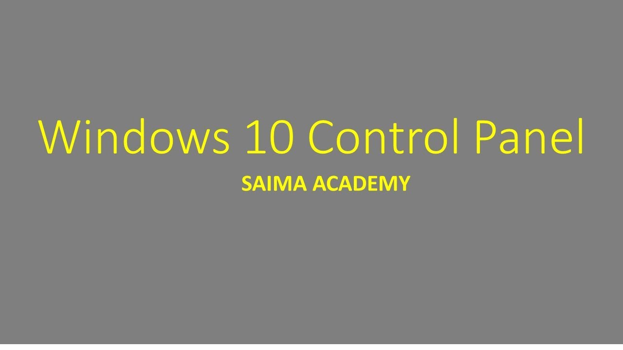 Windows 10 Control Panel in Urdu Hindi YouTube