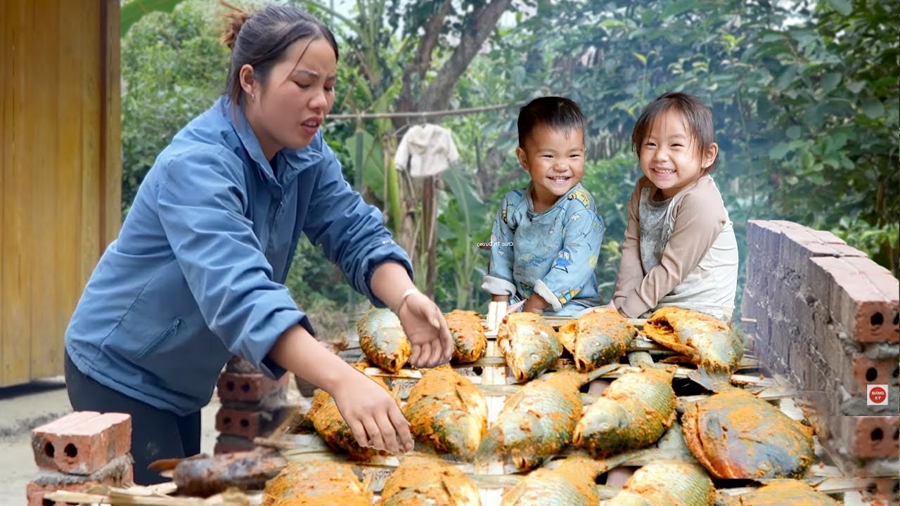 SMOKING FRESH FISH and Harvesting Radishes to Sell at the Market – Cooking with My Kids