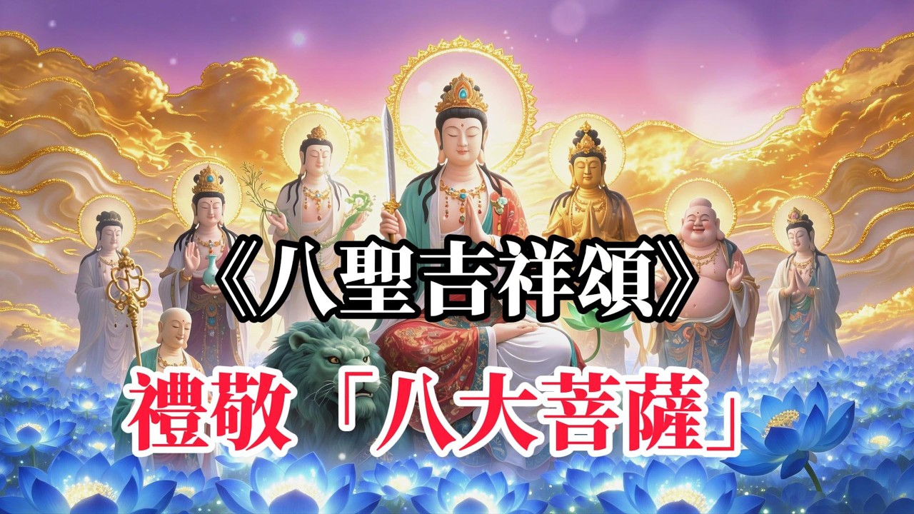《八聖吉祥頌 》八大菩薩 佛光普照， 滿願成就，所求如願，菩薩慈悲護眾生 #觀音菩薩 #普賢菩薩 #觀世音菩薩  #地藏菩薩 #文殊菩薩 #八大菩薩