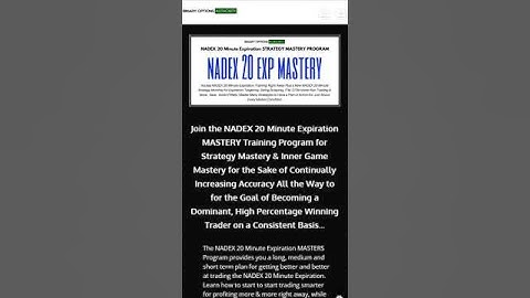 What is the NADEX 20 Minute Expiration MASTERY Training Program?