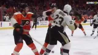Flyers vs Penguins: four fights in the second period. 20 january 2015