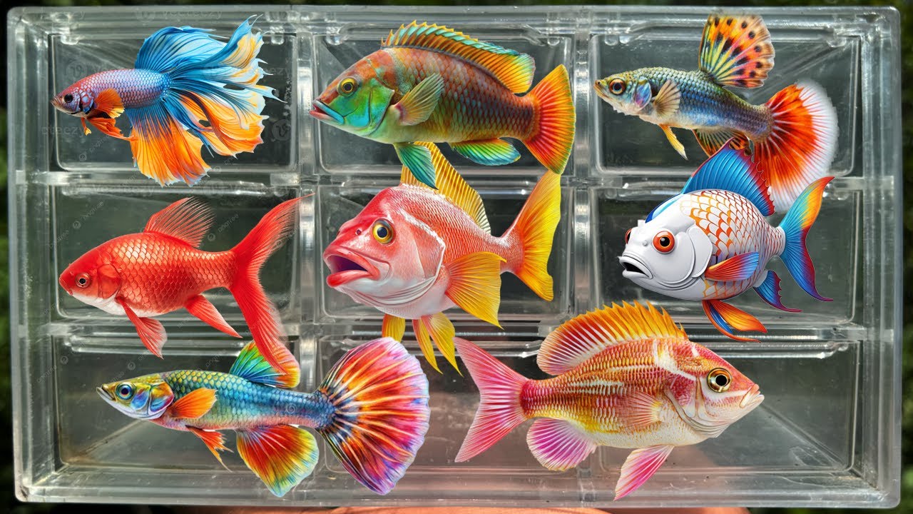 Catch beautiful  aquarium  Stranger fish in small pond Betta Fish, pencil fish, catfish, nemo fish,