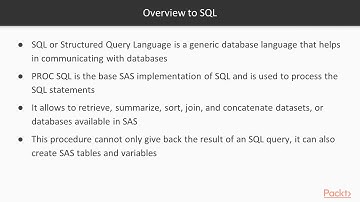 SAS in Practice: Introduction to SQL|packtpub.com