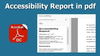 How to check accessibility Report of pdf document using Adobe Acrobat Pro