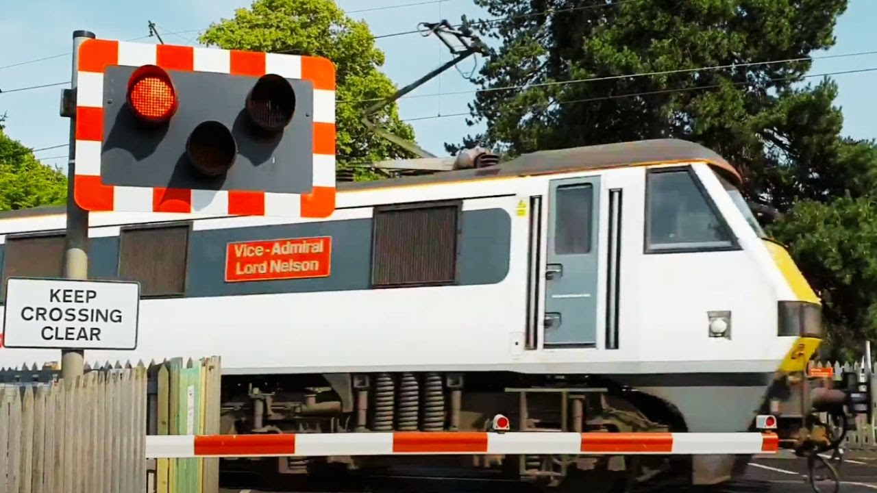 High Speed Class 90 at Kelvedon Level Crossing, Essex
