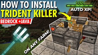 How To Install TRIDENT KILLER on ANY Farm (AUTOMATIC) - Minecraft (Bedrock + Java)