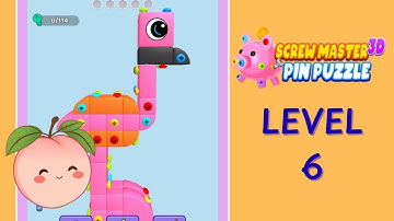 Screw Master 3D Level 6 Solution Walkthrough | Flamingo 🦩 | Full Gameplay | HD