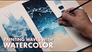 WATERCOLOR TUTORIAL \/\/ How to Paint Waves