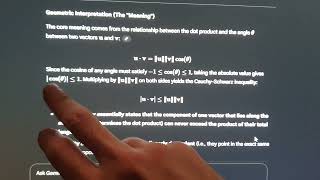 Linear algebra - Intuitively concluding the cushy schwartz inequality from the dot product