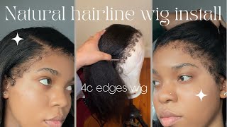 4c edges kinky straight wig install  |Looks so natural | #4cedges