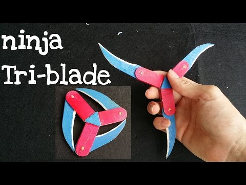 How To Make A Ninja Star (Shuriken) | Cyclone Tri-blade Thrower | Popsicle Sticks Weapons