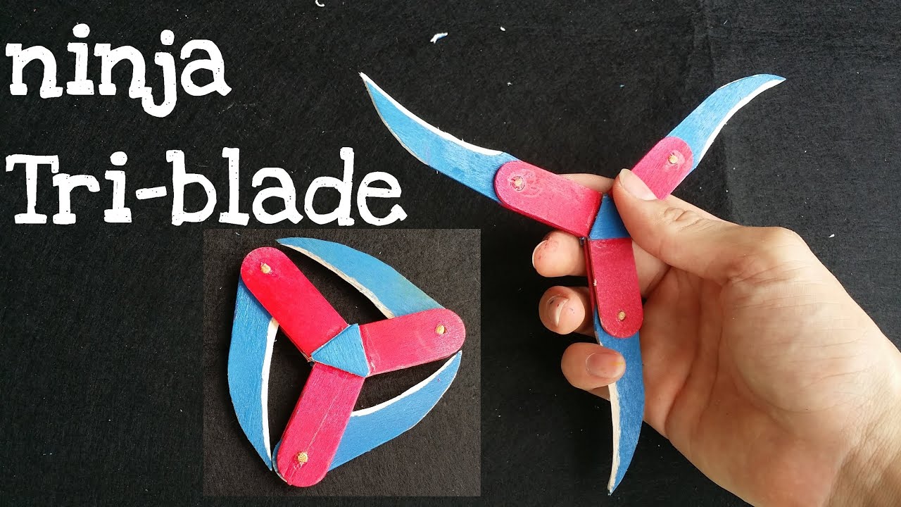 How to make a Ninja Star (Shuriken) Cyclone Triblade Thrower Popsicle Sticks Weapons YouTube