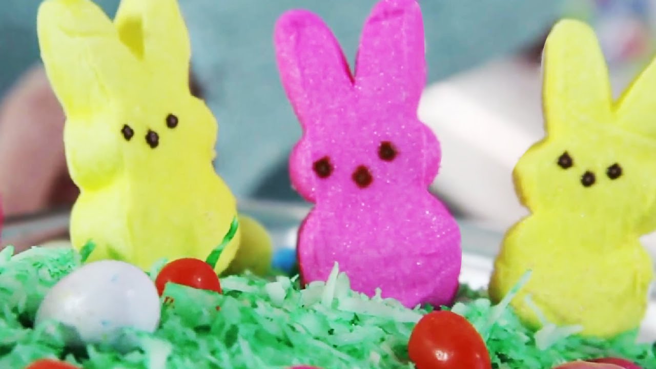 Easter Cake Decorated With Peeps Easter Cake Decorated With Peeps