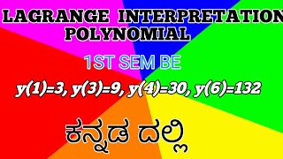 Lagrange interpolation important problem, 1st sem BE❣️❣️ IN KANNADA. #MATHSTRICK