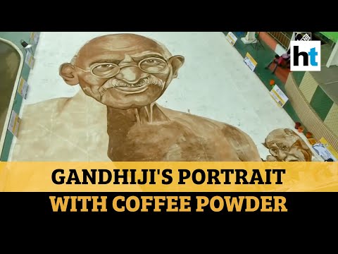 Watch: Chennai artist paints Mahatma Gandhi's huge portrait using coffee powder