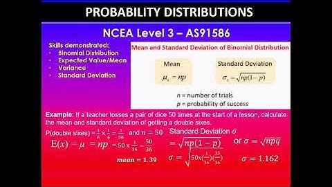 Mean and Standard Deviation | Binomial Distribution | 91586 | NCEA Level 3 Statistics | NZQA 2020