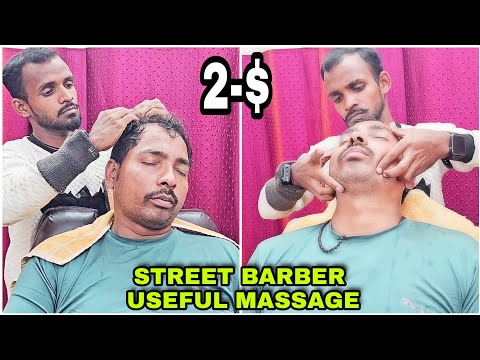 Indian Barber,Good Work Indian Street Barber Head,Neck,Ear,Body Massage Satisfing Work