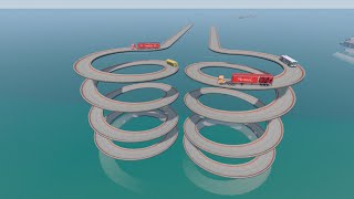 Cars vs Impossible Spiral Bridge Vs Deep Water BeamNG Drive