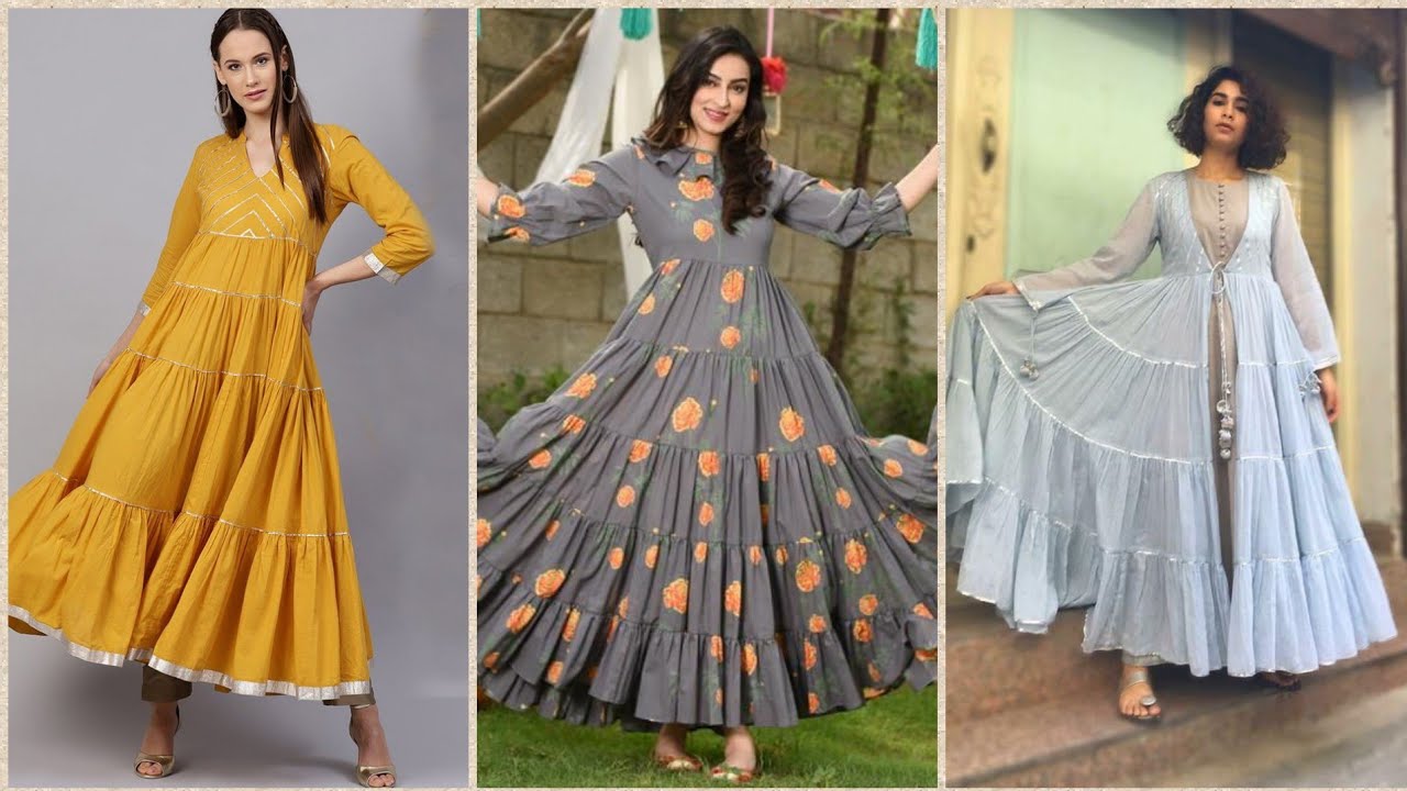 Fantastic Great Long Frill Maxi Long Gown Frocks Dresses Designing 