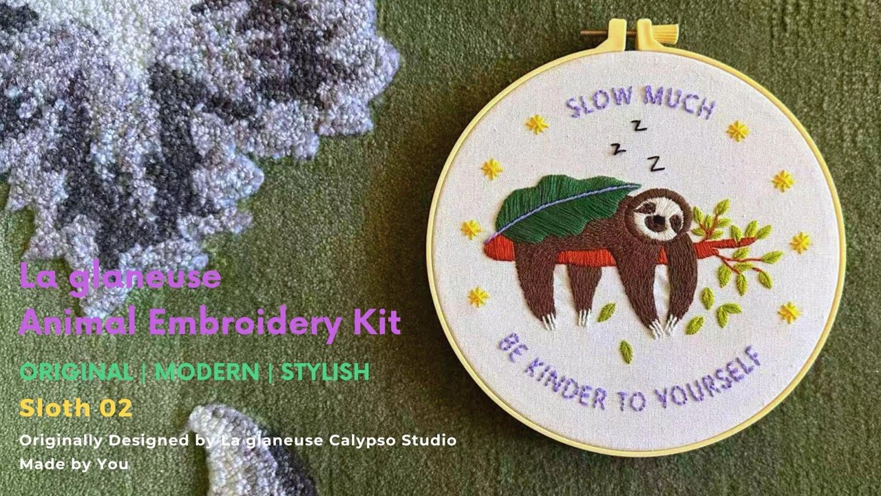 La glaneuse Animal Embroidery Kit Tutorial [Sloth 02]