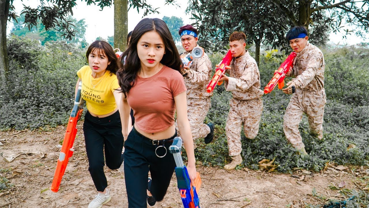 Hihahe Nerf War: NYPD & Warrior Girl of BLackPink Help Teammate Nerf ...