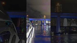 yacht cruising at night