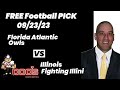 Free Football Pick Florida Atlantic Owls vs Illinois Fighting Illini , 9/23/2023 College Football