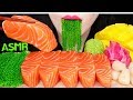 ASMR SALMON SASHIMI, SEA GRAPES, MANGO 연어회, 망고, 바다포도 먹방 EATING SOUNDS