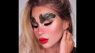 Christmas Holly Eye Makeup & Face Painting Tutorial by Katie Elizabeth Butt