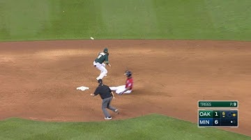 OAK@MIN: Buxton doubles on soft liner to left-center