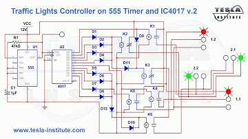Traffic Lights Controller on 555 Timer and IC4017 v.2