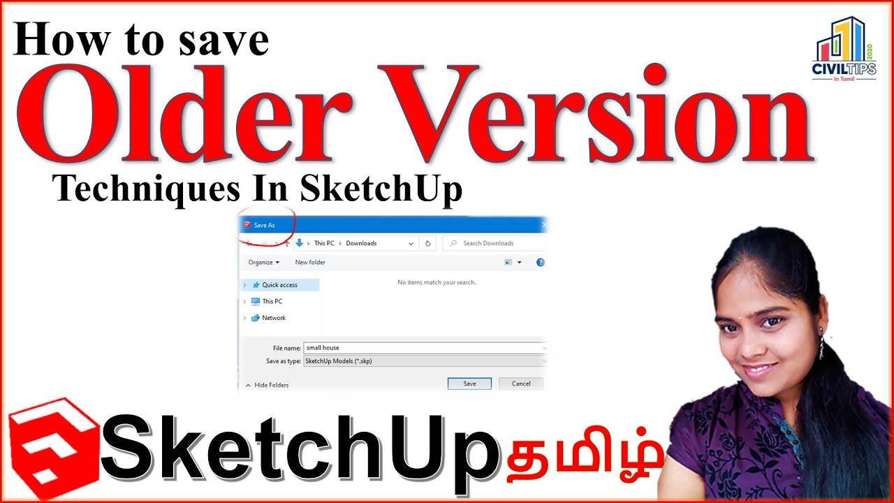 Sketchup in Tamil (தமிழ்) How to save a file to various older version ...