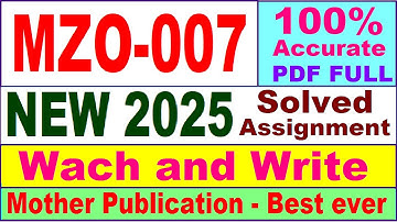 MZO 007 solved assignment 2025 in English || mzo 007 solved assignment 2025-26 || ignou mzo007 2025