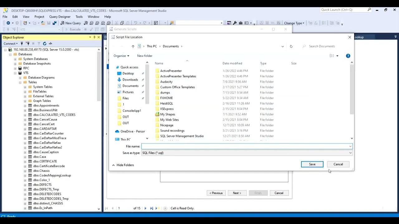Generate script file in Microsoft Sql server 2019 (tables schema and ...