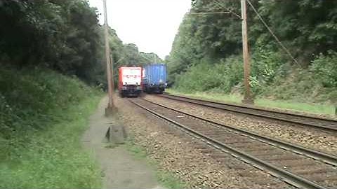 BR189 DB Schenker Rail with mixed freight train at Venlo,the NL Aug 27,2009