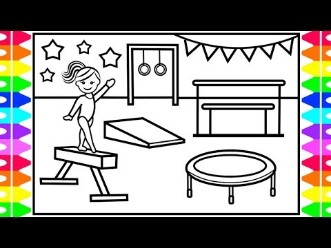 How to Draw Gymnastics for Kids 💜💖💚💛Gymnastics Drawing for Kids | Gymnastics Coloring Pages Kids