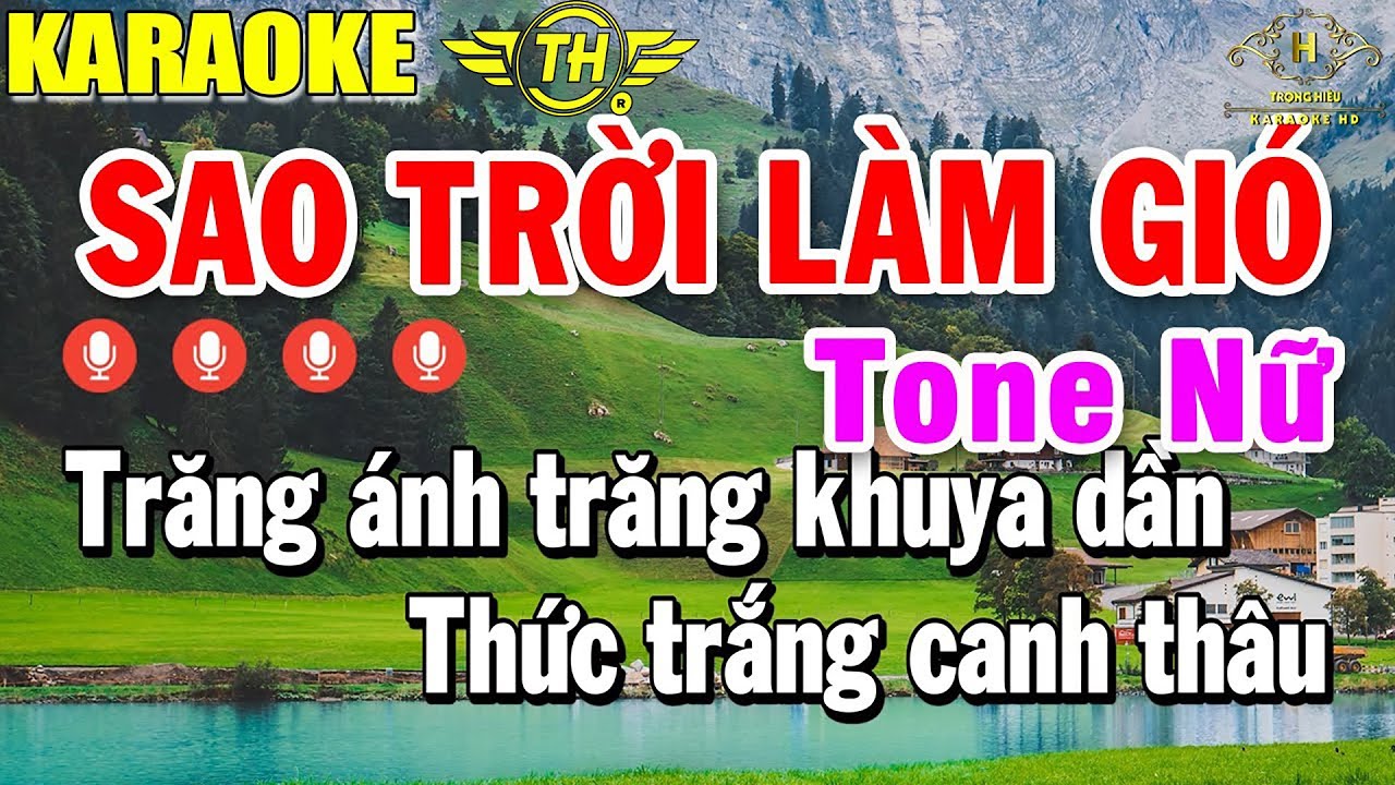 Sao Trời Làm Gió Karaoke Tone Nữ ( Dm ) Nhạc Sống | Trọng Hiếu