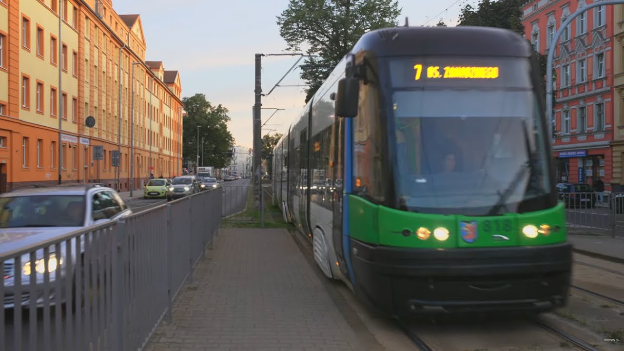 Poland, Szczecin, tram 7 ride from Wawrzyniaka to Poniatowskiego