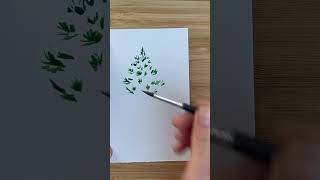 How to paint watercolor Christmas tree with watercolor #shortsvideo #watercolortutorial #shortvideo