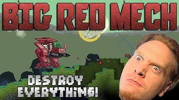 Destroy everything! | BIG RED MECH | Starbound Mod